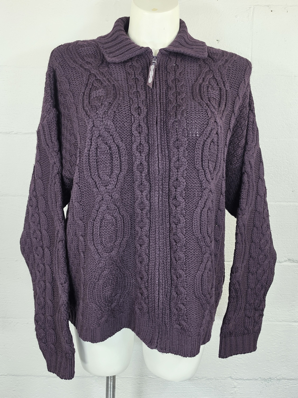 Aran Crafts Women's Cable Knit Zip-Front Cardigan